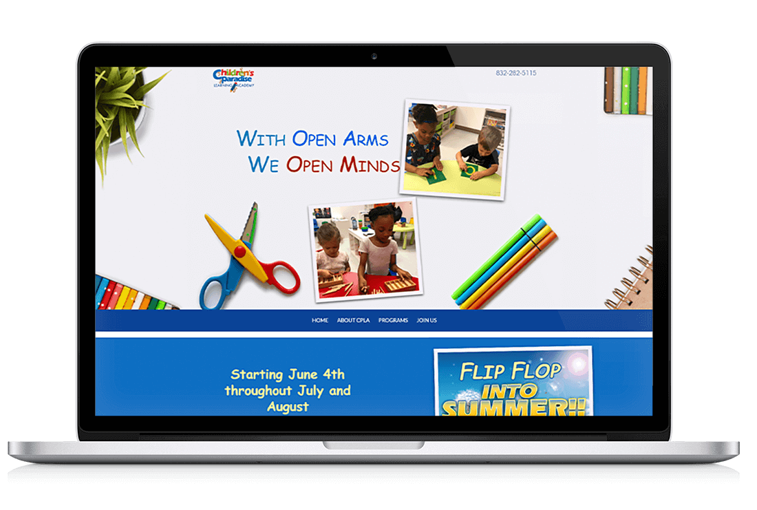 Children's Paradise Learning Academy Web Development Desktop View | ImageLabgraphics.com